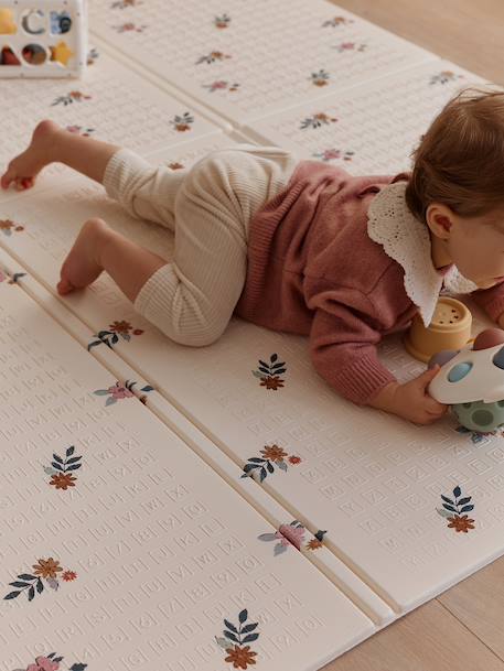 Grand tapis d'activités pliable beige+écru+rose+vert - vertbaudet enfant 