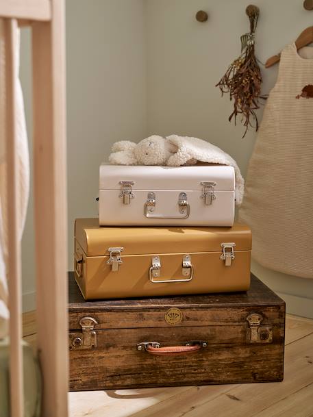 Lot de 2 malles en métal gigognes bleu jean+cannelle+rose nude+vert / jaune - vertbaudet enfant 