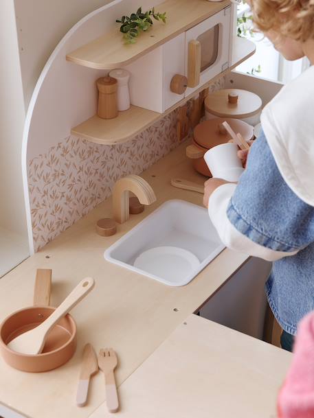 Hoekkeuken met benodigdheden / toebehoren van FSC®-hout wit - vertbaudet enfant 