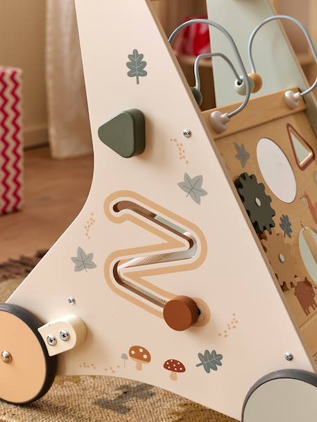 Loopwagen met remmen GREEN FOREST van FSC®-hout geel+hout+rood - vertbaudet enfant 