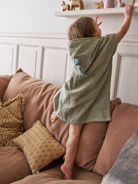 Poncho de bain bébé avec coton recyclé personnalisable Animal abricot+beige+ocre+olive - vertbaudet enfant 