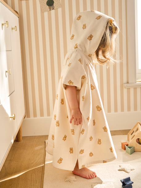 Personaliseerbare baby badponcho PETIT OURS, met gerecycled katoen wit, bedrukt - vertbaudet enfant 