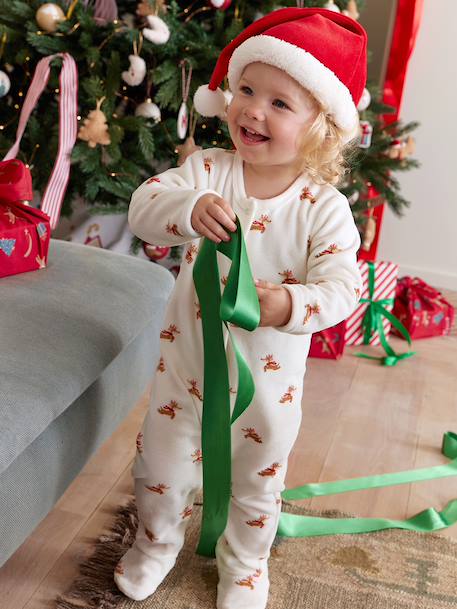 Ensemble bébé noël pyjama bonnet mixte capsule fratrie écru - vertbaudet enfant 