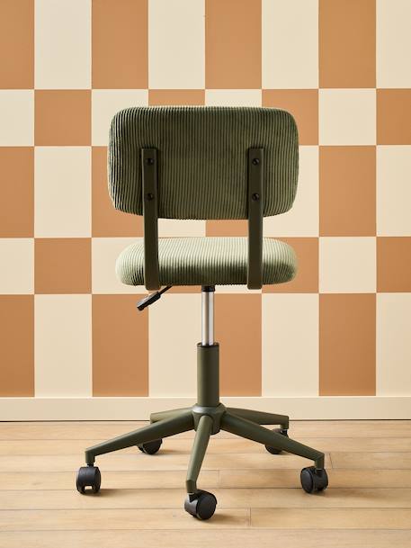 Chaise de bureau à roulettes enfant en velours rose+vert - vertbaudet enfant 