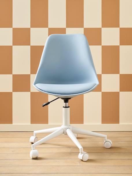 Kinderbureaustoel met wieltjes blauw+groen+rozen+wit - vertbaudet enfant 