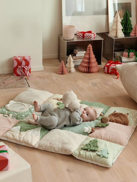 Tapis d'éveil moelleux et ludique beige+écru+noir+orange+rouge - vertbaudet enfant 