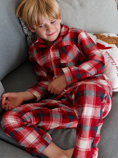 Pyjama mixte Noël flanelle capsule famille rouge - vertbaudet enfant 
