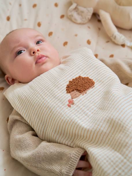 Mouwloze slaapzak in katoengaas HÉRISSON beige, gestreept - vertbaudet enfant 