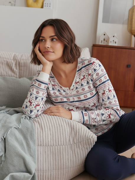 Pyjama 2 pièces femme famille Noël bleu nuit - vertbaudet enfant 