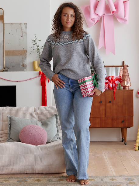 Pull mixte adulte noël capsule famille gris chiné - vertbaudet enfant 