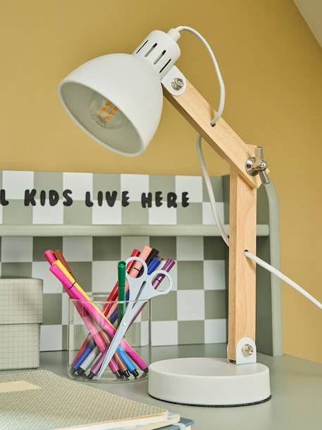 Gelede tafellamp van hout en metaal rozen+wit - vertbaudet enfant 