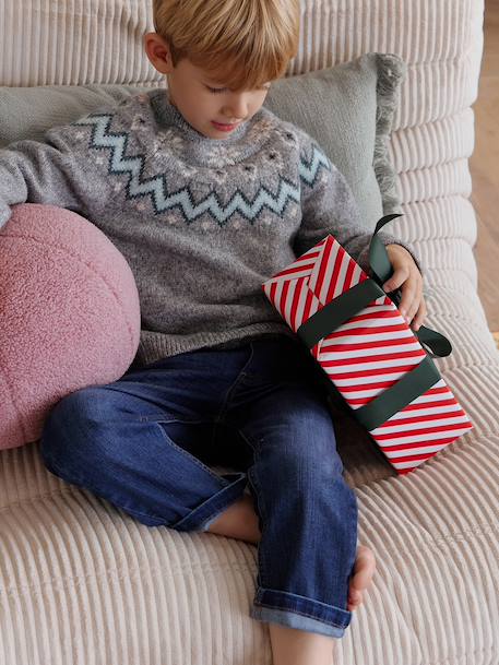 Pull mixte jacquard noël capsule famille gris chiné - vertbaudet enfant 