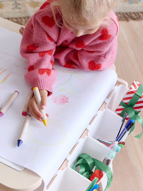 Table de dessin et briques de construction en bois FSC® blanc - vertbaudet enfant 