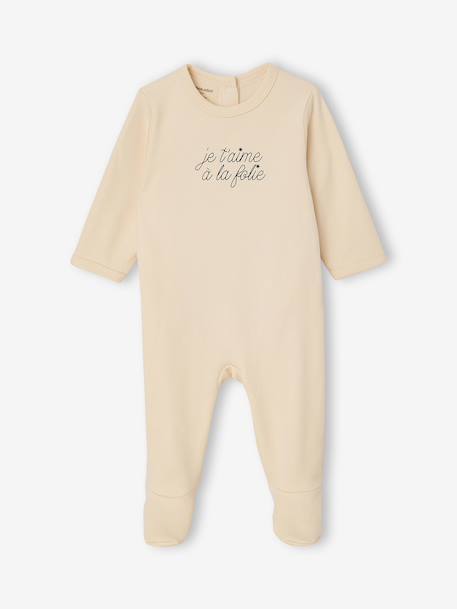 Lot 3 pyjamas bébé en coton bio beige+écru+vert sauge - vertbaudet enfant 
