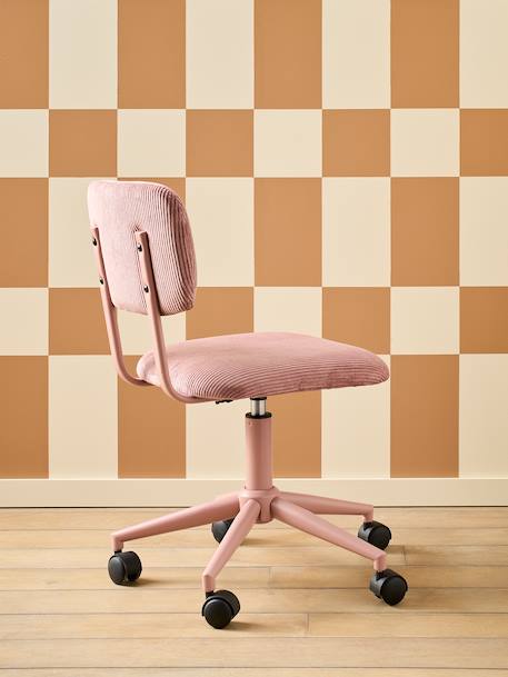 Chaise de bureau à roulettes enfant en velours rose+vert - vertbaudet enfant 
