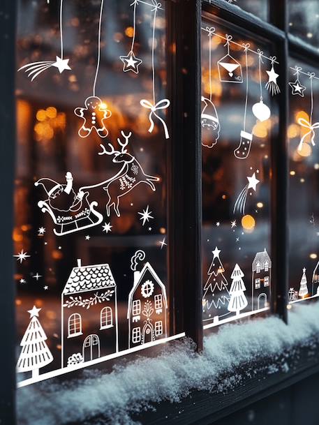 Vitrophanie Village de Noël blanc - vertbaudet enfant 