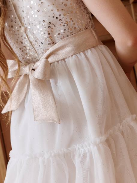 Robe fille noël à sequins et tulle écru - vertbaudet enfant 