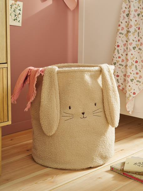 Panier de rangement lapin en sherpa sable - vertbaudet enfant 