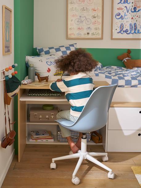 Lit enfant 90x190cm combiné avec bureau et rangement TEEN blanc - vertbaudet enfant 