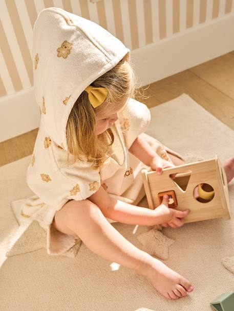 Poncho de bain bébé personnalisable PETIT OURS, avec coton recyclé blanc imprimé - vertbaudet enfant 