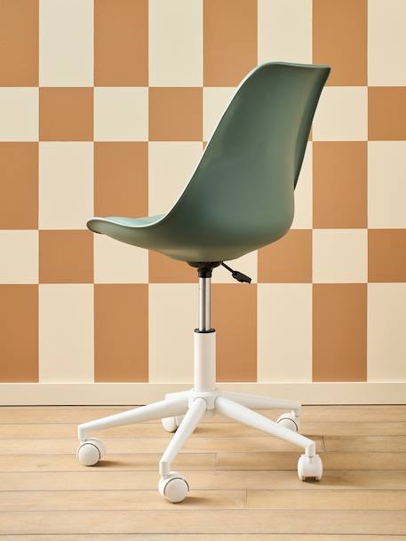 Chaise de bureau enfant à roulettes blanc+bleu+rose+vert - vertbaudet enfant 