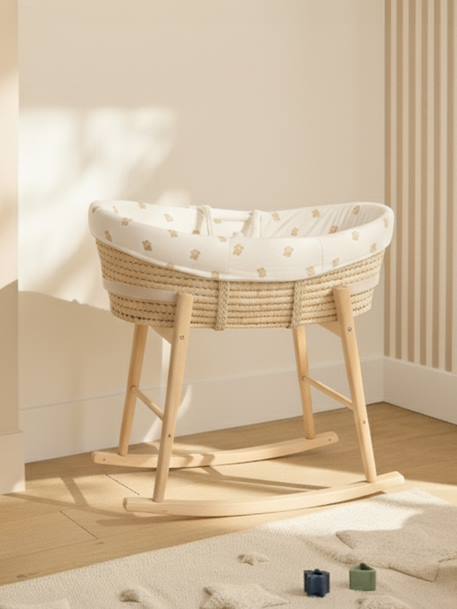 Housse pour couffin écru+imprimé coeurs+marine - vertbaudet enfant 