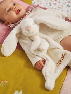 Jouet-Premier âge-Doudous, peluches et jouets en tissu-Doudou lapin bi-matière personnalisable