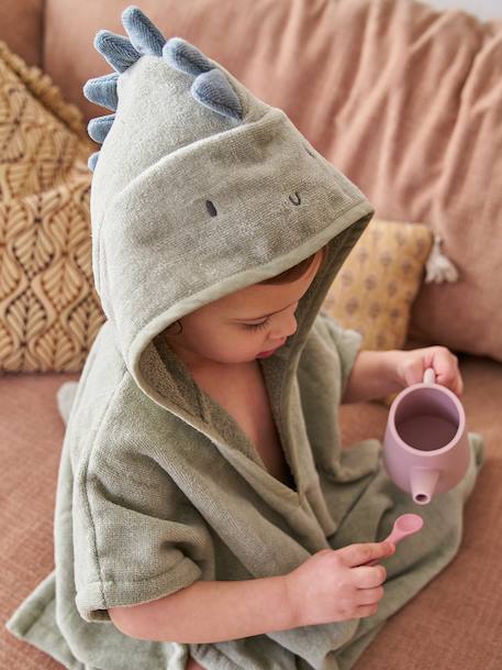 Poncho de bain bébé avec coton recyclé personnalisable Animal abricot+beige+ocre+olive - vertbaudet enfant 