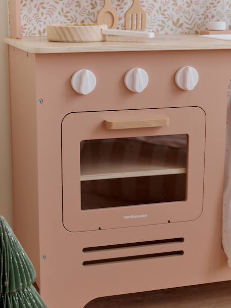 Cuisine en bois FSC® avec accessoires écru+rose+vert sauge - vertbaudet enfant 
