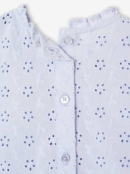 Blouse bébé broderie anglaise à volants blanc+bleu ciel+rose bonbon - vertbaudet enfant 