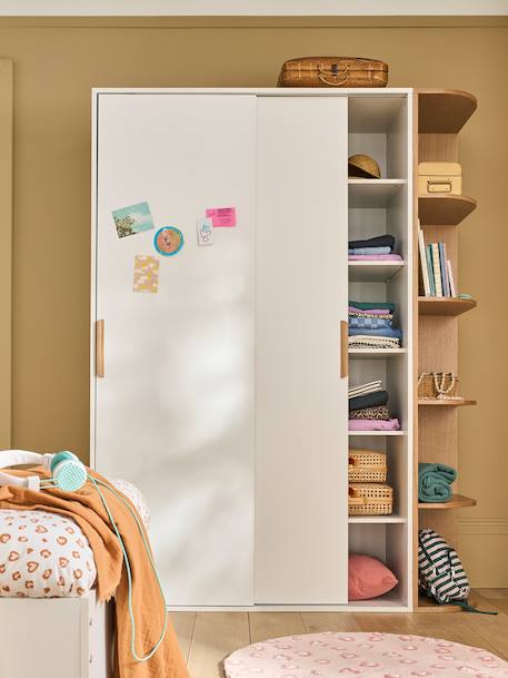 Armoire 2 portes coulissantes + bibliothèque JAPI blanc - vertbaudet enfant 