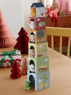 Jouet-Premier âge-Tour de cubes avec marionnettes à doigts