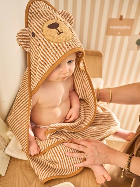 Bébé-Cape de bain et gant de toilette PETIT OURS, avec coton recylé