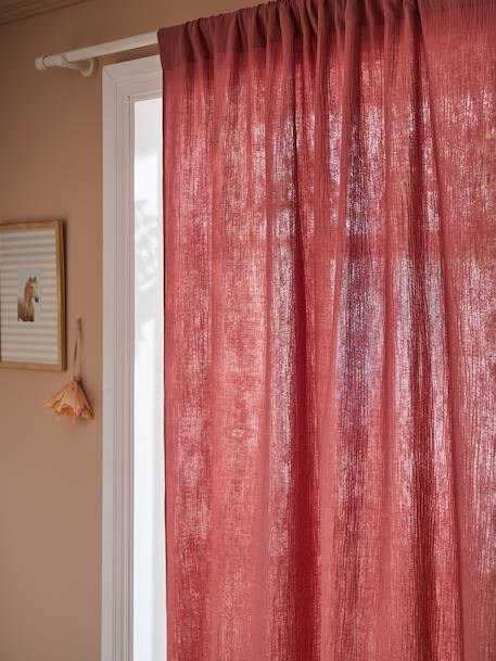 Rideau tube tamisant en gaze de coton blanc+bleu grisé+cannelle+écru+rose+rose poudré+vert sauge - vertbaudet enfant 