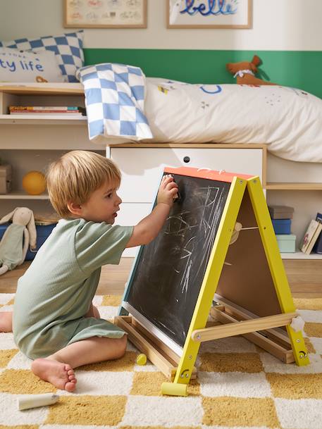 Petit tableau 3 en 1 pliable en bois FSC® jaune - vertbaudet enfant 