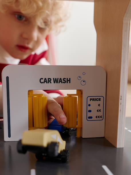 Garage 3 niveaux avec looping en bois FSC® rouge - vertbaudet enfant 