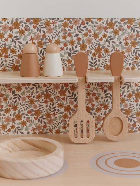 Cuisine en bois FSC® avec accessoires écru+rose+vert sauge - vertbaudet enfant 