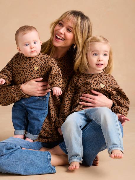 Sweat Leoparden dames capsule collectie moeder-dochter ENVIE DE FRAISE beige - vertbaudet enfant 