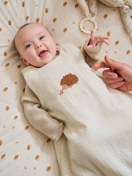 Gigoteuse sans manches en gaze de coton HÉRISSON rayé beige - vertbaudet enfant 