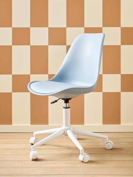 Kinderbureaustoel met wieltjes blauw+groen+rozen+wit - vertbaudet enfant 