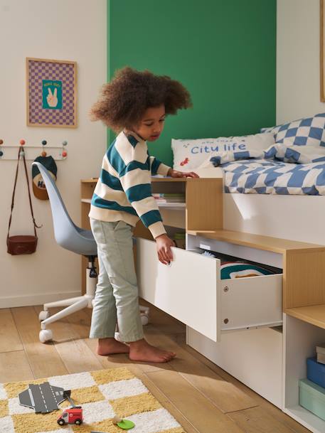 Lit enfant 90x190cm combiné avec bureau et rangement TEEN blanc - vertbaudet enfant 