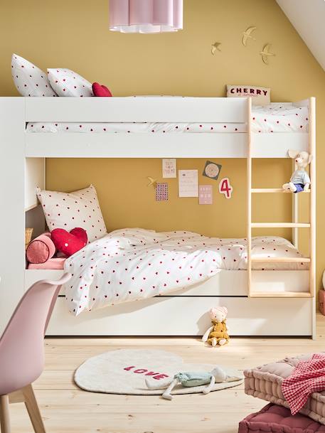 Parure housse de couette enfant et taie d'oreiller COEURS blanc imprimé - vertbaudet enfant 