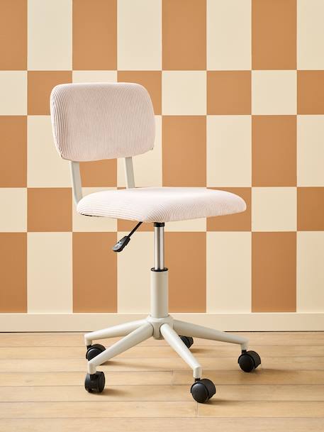 Chaise de bureau à roulettes enfant en velours écru+rose+vert - vertbaudet enfant 