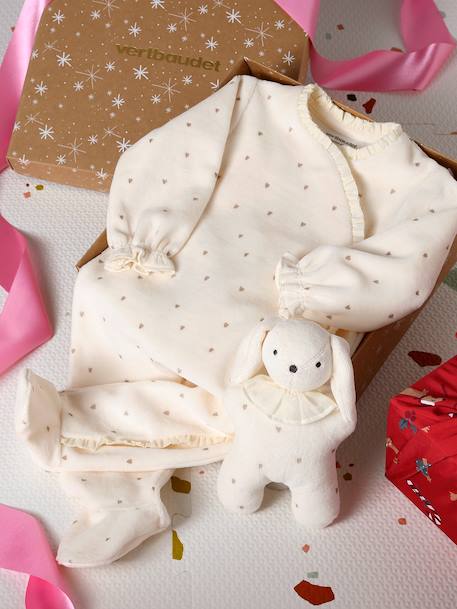 Pyjama bébé + doudou velours coffret cadeau naissance écru - vertbaudet enfant 