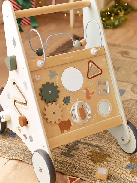 Loopwagen met remmen GREEN FOREST van FSC®-hout geel+hout+rood - vertbaudet enfant 