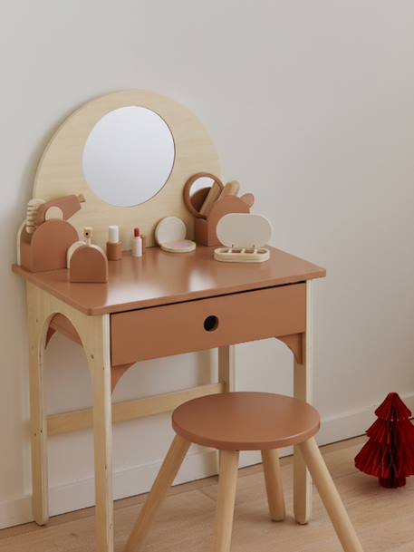Coiffeuse + tabouret avec accessoires en bois FSC® caramel - vertbaudet enfant 