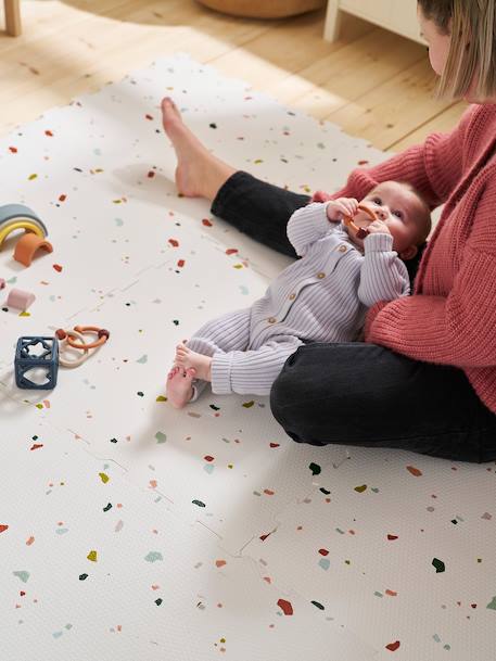 Grand tapis 9 dalles en mousse écru+marron - vertbaudet enfant 