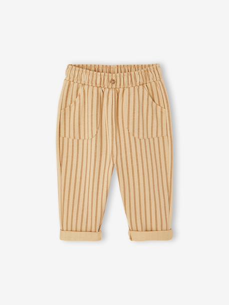Pantalon bébé molleton imprimé cappuccino+vert émeraude+vert sauge - vertbaudet enfant 