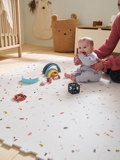 Grand tapis 9 dalles en mousse écru+marron - vertbaudet enfant 