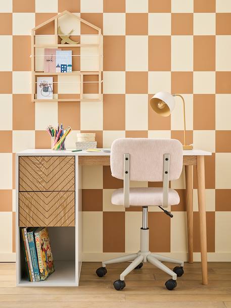 Bureau enfant CHEVRONS blanc/bois - vertbaudet enfant 